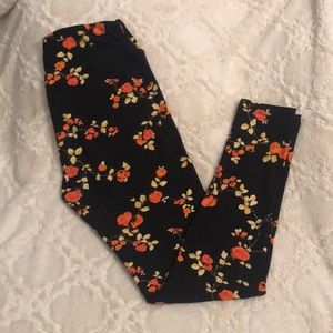 OS LuLaRoe Rose Print Leggings